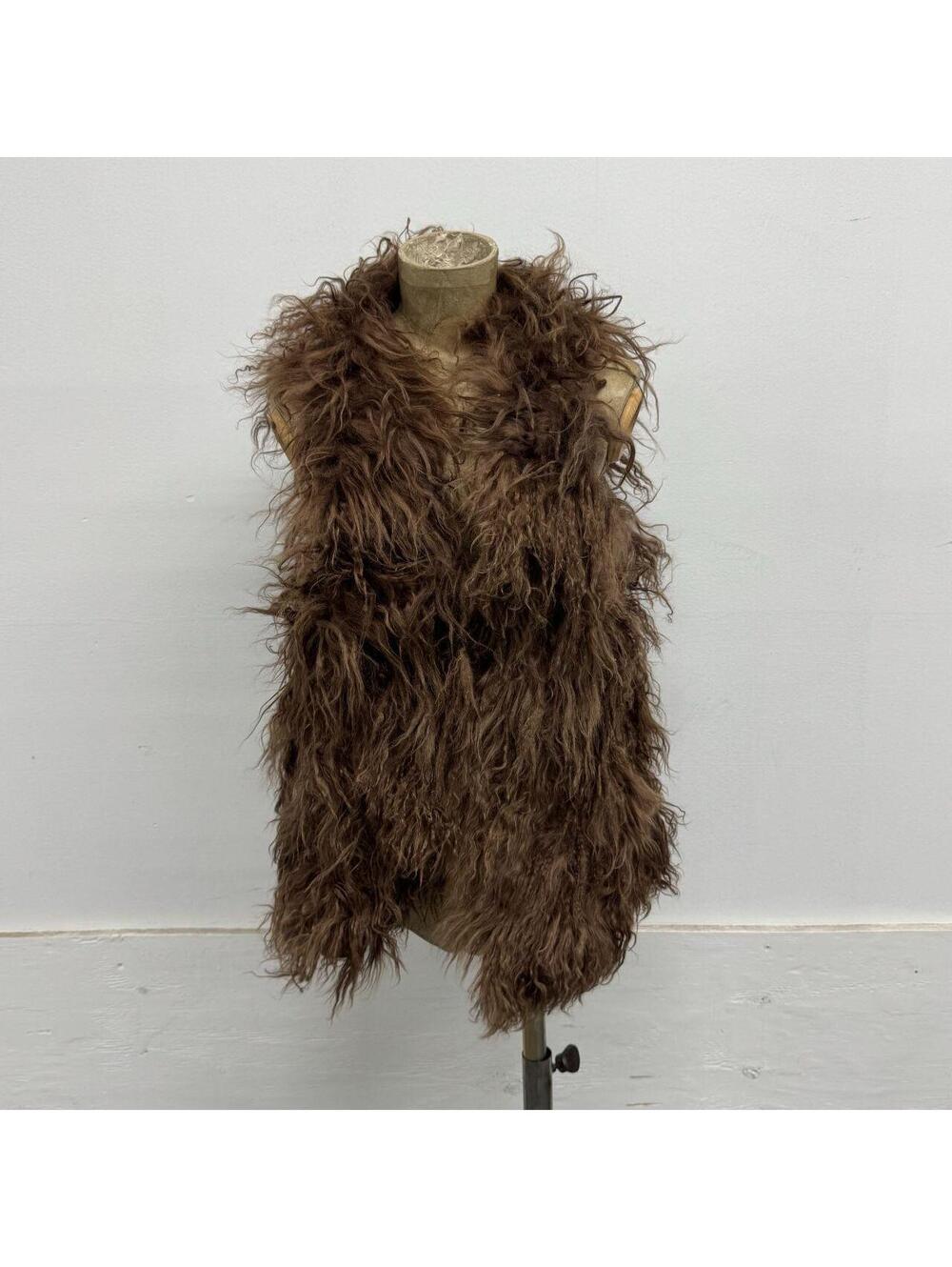 Vintage Brown Mongolian Lamb Wool Vest